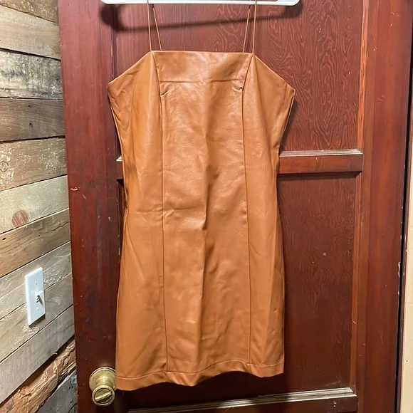 wild fable | Dresses | Wild Fable Faux Leather Dress Camel Color M |  Poshmark